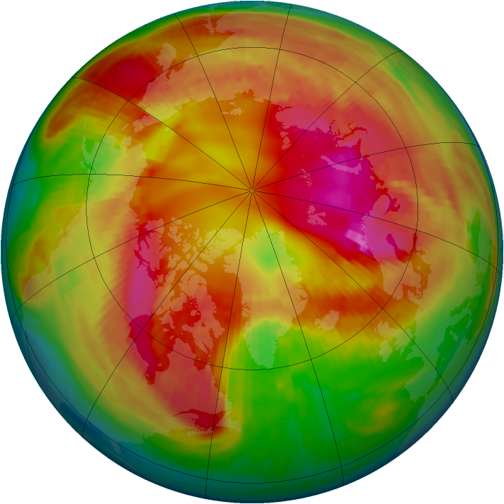 Arctic ozone map for 22 February 2001